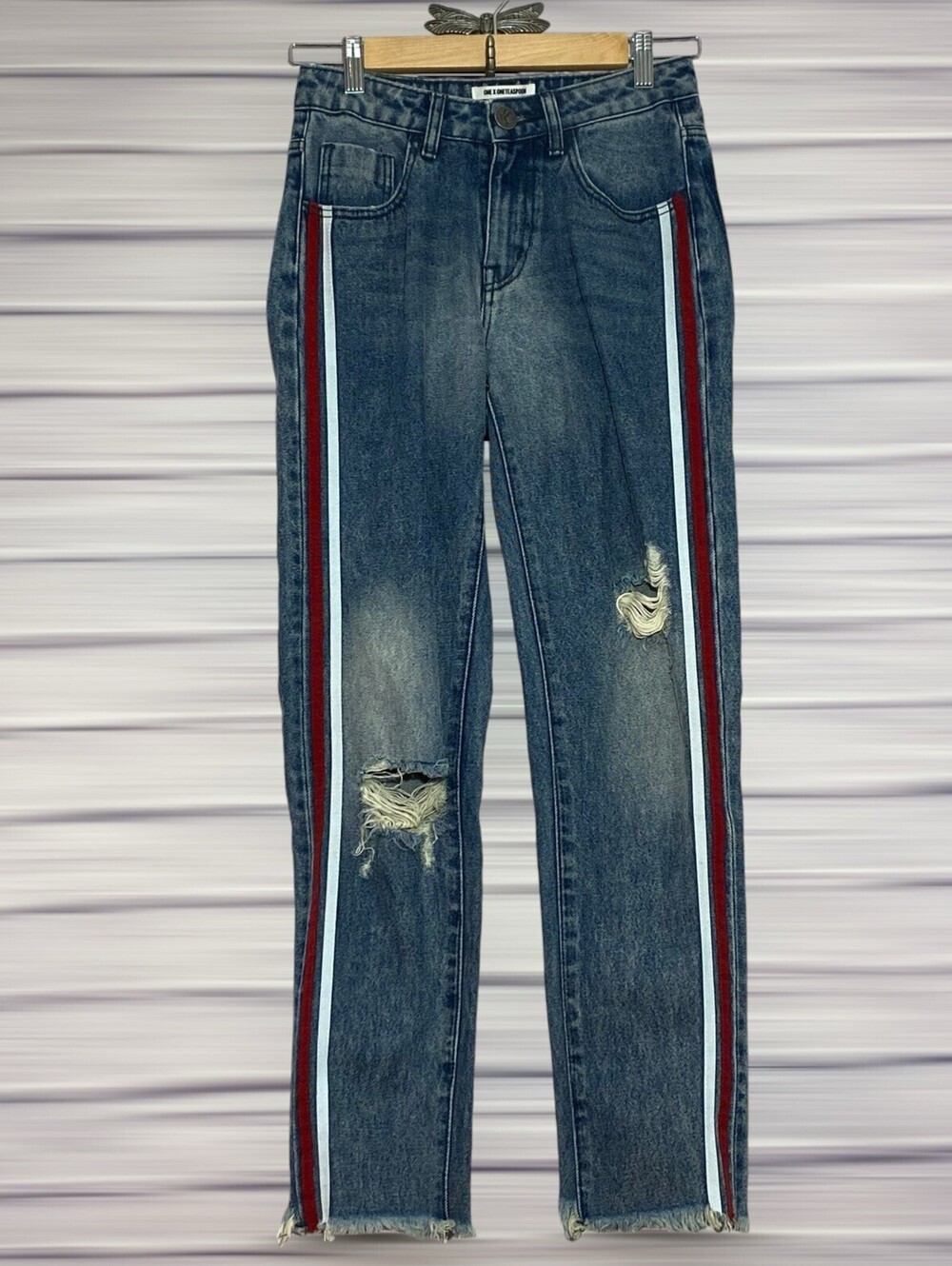 One x Teaspoon High Waist Distressed Striped Jeans 26